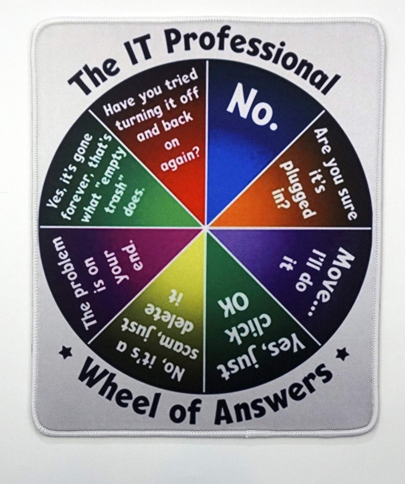 Tina Art IT Professional Large Mouse Pad Funny Gift 12x10 Inches Table Mat for Gaming Office Cowork Answer of Wheel - Image 1